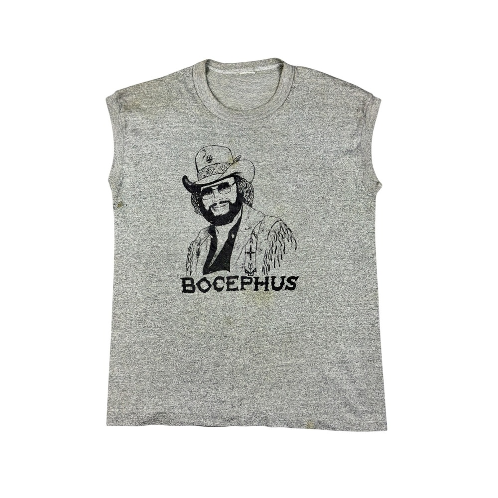Vtg 1983 Hank Williams‎ Jr Honky Tonkin' Muscle Tee Men's S Bocephus Gray USA